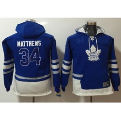 Youth Toronto Maple Leafs #34 Auston Matthews Blue Name & Number Pullover NHL Hoodie Youth Toronto Maple Leafs #34 Auston Matthews Blue Name & Number Pullover NHL Hoodie