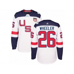 Youth Adidas Team USA #26 Blake Wheeler Premier White Home 2016 World Cup Ice Hockey Jersey