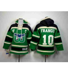 youth nhl jerseys hartford whalers #10 francis black-green[pullover hooded sweatshirt][patch C]