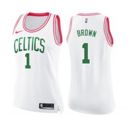 Womens Boston Celtics #1 Walter Brown Swingman White Pink Fashion Basketball Jersey