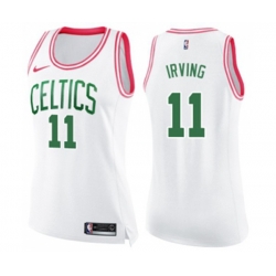 Womens Boston Celtics #11 Kyrie Irving Swingman White Pink Fashion Basketball Jersey