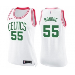Womens Boston Celtics #55 Greg Monroe Swingman White Pink Fashion Basketball Jersey