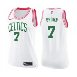 Womens Boston Celtics #7 Jaylen Brown Swingman White Pink Fashion Basketball Jersey