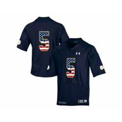 2016 US Flag Fashion 2015 Under Armour Mens Norte Dame Fighting Irish #5 Shamrock Series College Football Jersey - Navy Blue