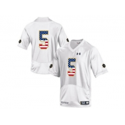 2016 US Flag Fashion 2015 Under Armour Mens Norte Dame Fighting Irish #5 Shamrock Series College Football Jersey - White