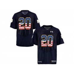 2016 US Flag Fashion 2015 Under Armour Mens Norte Dame Fighting Irish No.20 College Football Jersey - Navy Blue