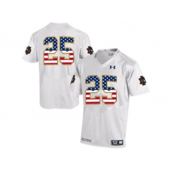 2016 US Flag Fashion 2015 Under Armour Mens Norte Dame Fighting Irish No25 College Football Jersey - White