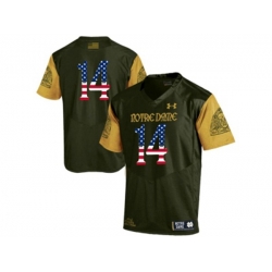 2016 US Flag Fashion 2016 Under Armour Mens DeShone Kizer 14 Notre Dame Fighting Irish 2016 Shamrock Series Premier College Football Jersey - Olive Green